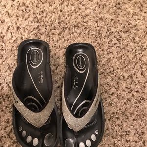 Silver flip flops